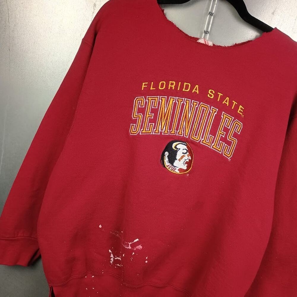 Florida State University Distressed Faded Sweatshirt XL Paint Chop FSU Seminole